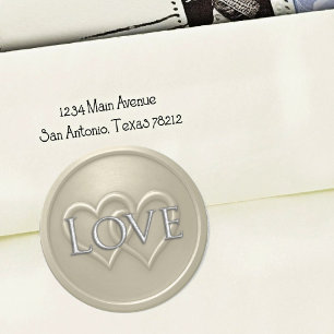 Warm Grey Two Hearts Intertwined Wedding Classic Round Sticker