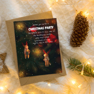 Warm Hand-Painted Reindeer Ornament Christmas Invitation