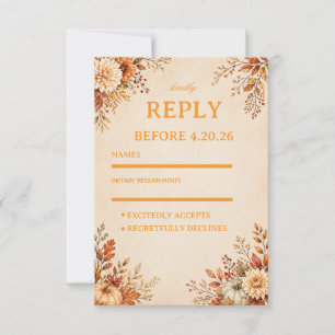 Warm Harvest Floral RSVP Card