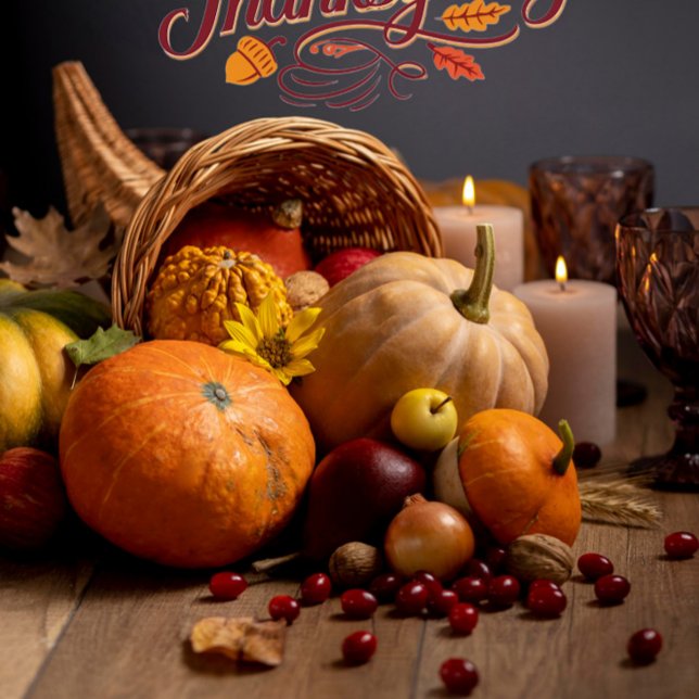 Warm Harvest Gathering – Thanksgiving Invitation ("Gather around the table and give thanks for life's harvest")