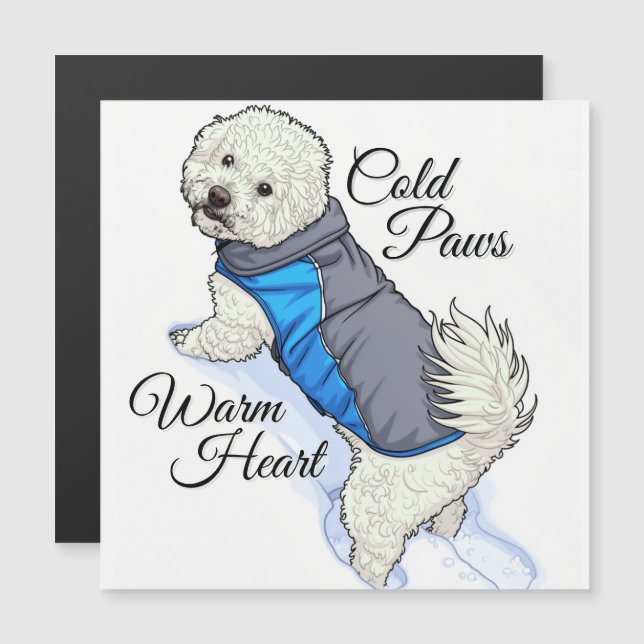 Warm Heart Snow Bichon Magnetic Card (Front/Back)