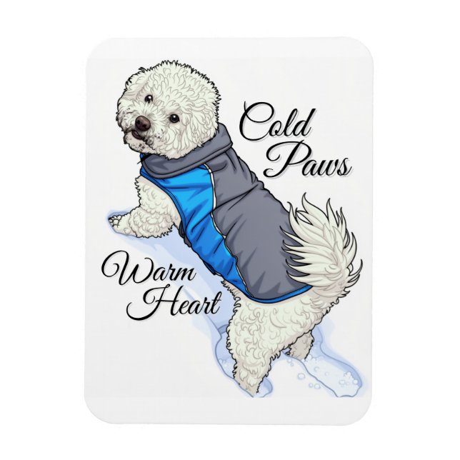 Warm Heart Snow Bichon Photo Magnet (Vertical)