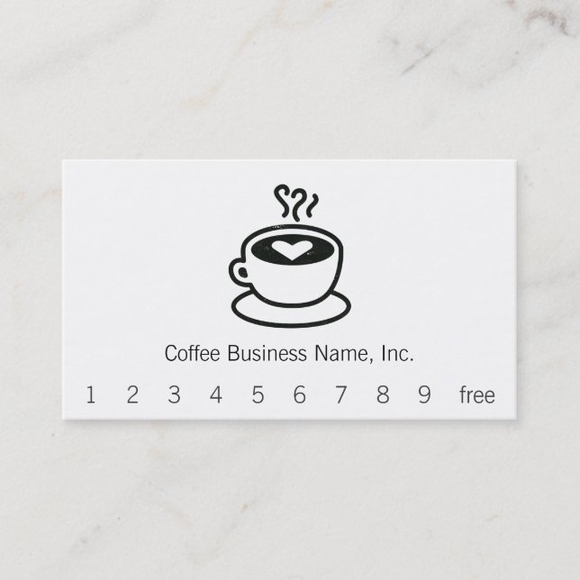 Warm Heart Steaming Coffee Loyalty Card (Front)