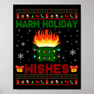 Warm Holiday Wishes Christmas Lights Sweater Dumps Poster