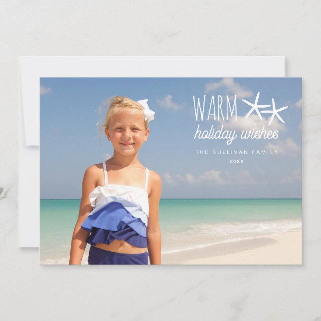 Warm Holiday Wishes Christmas Photo Greeting Card (Front)