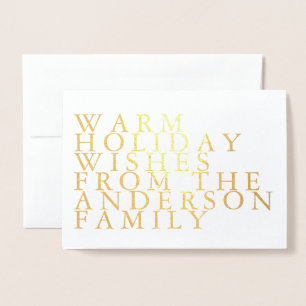 Warm Holiday Wishes Gold Foil Greeting Card
