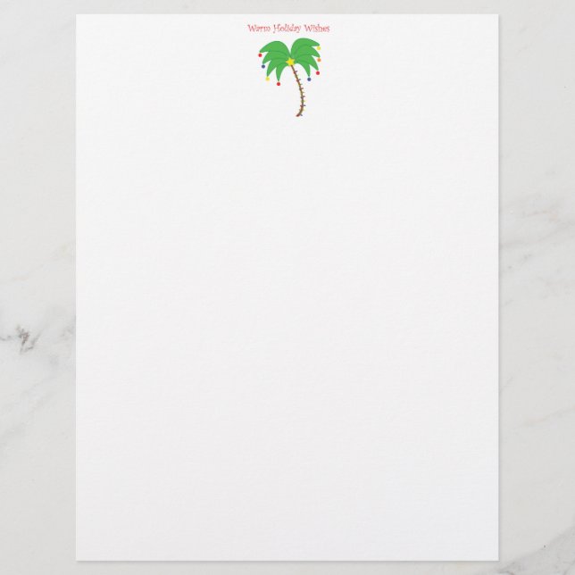 "Warm Holiday Wishes" Palm Tree letterhead (Front)