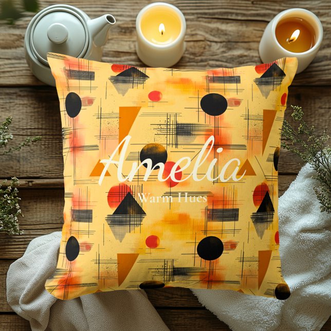 Warm Hues – Peach & Black Geometric Accent Cushion (Creator Uploaded)
