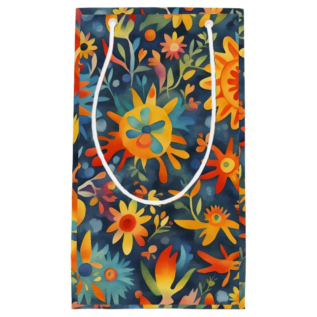 Warm Hug Floral Sun  Small Gift Bag (Front)