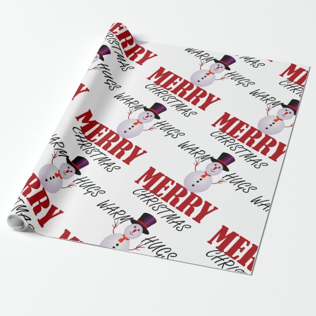 Warm Hugs Merry Christmas Wrapping Paper (Unrolled)