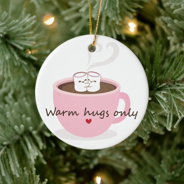 Warm Hugs Only Marshmallow Cocoa Hug Doodle Ceramic Tree Decoration (Tree)