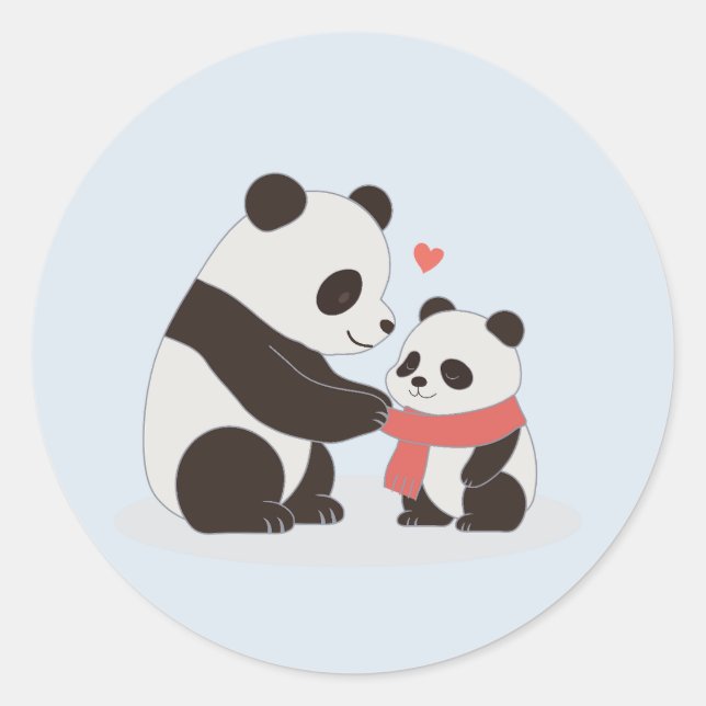 Warm Hugs, Panda Love Classic Round Sticker (Front)