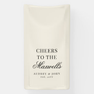 Warm Ivory Black Cheers Script Wedding Banner