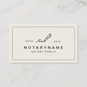 Warm Ivory Mobile Notary Public Loan Signing Agent Business Card