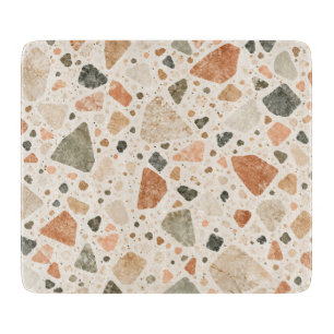 Warm Ivory Terrazzo Stone Pattern Cutting Board