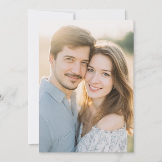 Warm Light Blue Romantic Photo Invitation (Front)