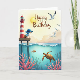 Warm Lighthouse Birthday Card