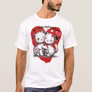 Warm Love Cats and Butterflies Soft Art T-Shirt