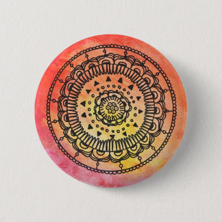 Warm Mandala Button By Megaflora