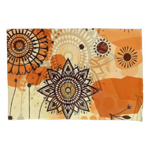 Warm Mandala Rustic Earthy Autumn Floral Pillowcase