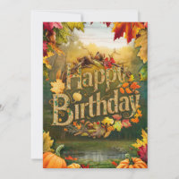 Warm Maple Leaf Autumn Fall Happy Birthday