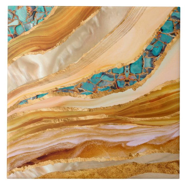 Warm Marble Abstract Flow Tile (Front)