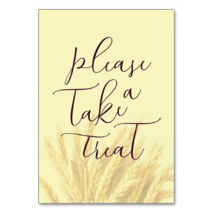 Warm Maroon Cursive Treat Sign Table Number
