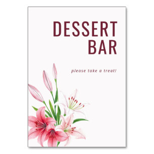 Warm Maroon Watercolor Lily Illustration Table Number