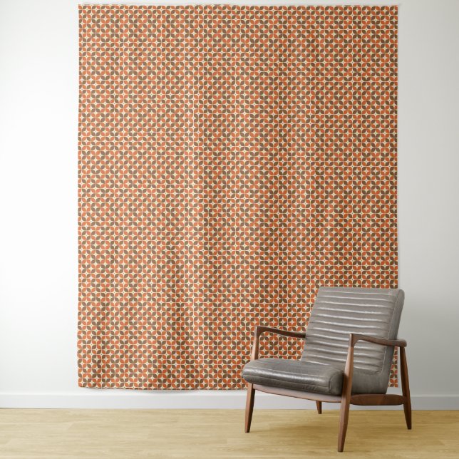 Warm Mid-Century Retro Boomerang Atomic Tapestry (In Situ)