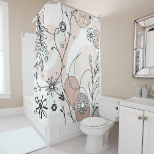 Warm Minimal Boho Art for Homes Shower Curtain