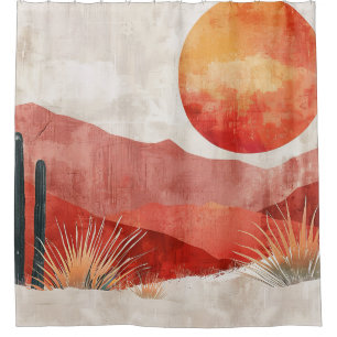 Warm Minimalist - Abstract Boho Desert Landscape Shower Curtain