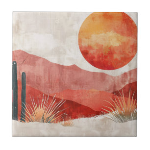 Warm Minimalist - Abstract Boho Desert Landscape Tile