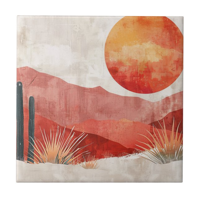 Warm Minimalist - Abstract Boho Desert Landscape Tile (Front)