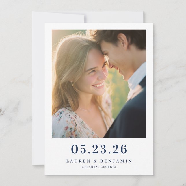 Warm Minimalist Photo Save The Date (Front)