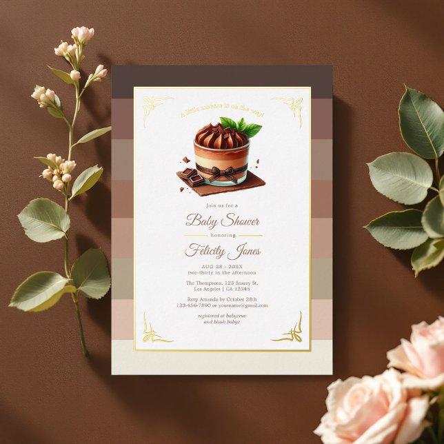 Warm Mocha Mousse Baby Shower (Warm Mocha Mousse Baby Shower Foil Invitation)