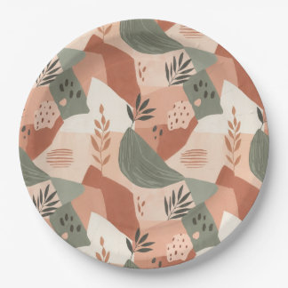 Warm Modern Abstract Design Paper Plate