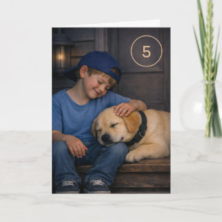 Warm Moments Boy and Dog Birthday Card