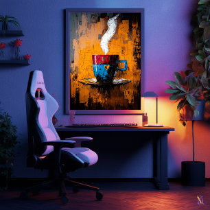 Warm Moments Contemporary Expressionist Coffee Cup Poster