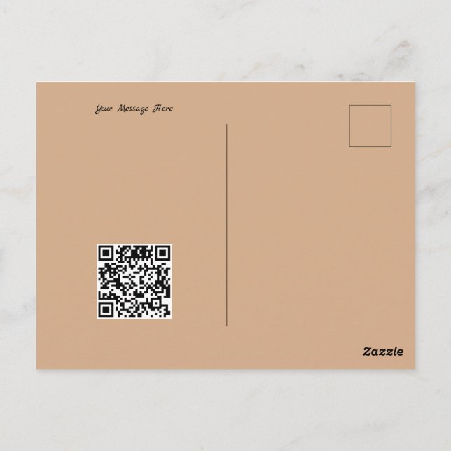 Warm Monochrome Corporate QR Code Christmas Tree Postcard (Back)