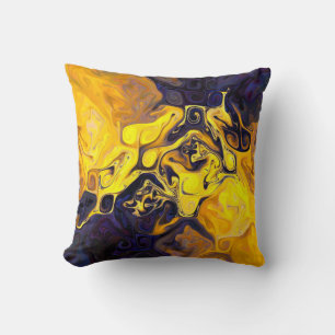 Warm Mountain deep blue orange yellow Cushion