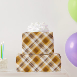 Warm Mustard Brown Autumn Tartan Plaid Pattern Wrapping Paper