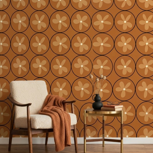 Warm Mustard Floral Tile Aesthetic Wallpaper (Creator Uploaded)