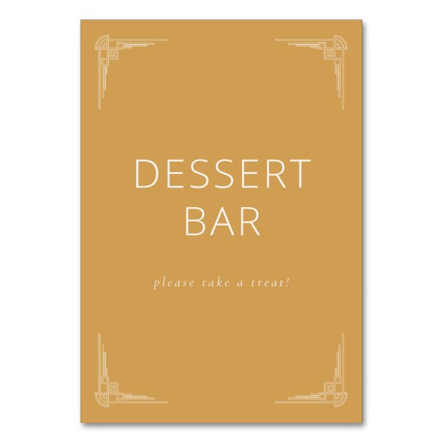 Warm Mustard Yellow Dessert Bar Sign Table Number (Front)