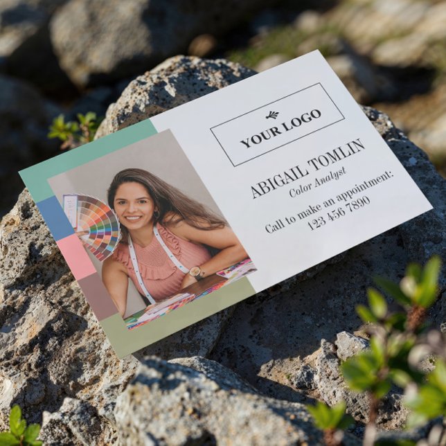 Warm Muted Colours Logo Personal Photo Business Card (Creator Uploaded)