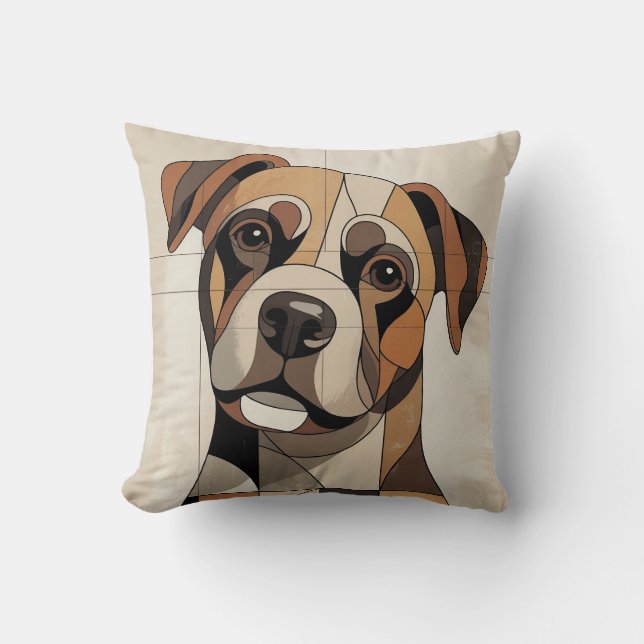 Warm Natural Beige Patchwork Boxer Cushion (Front)
