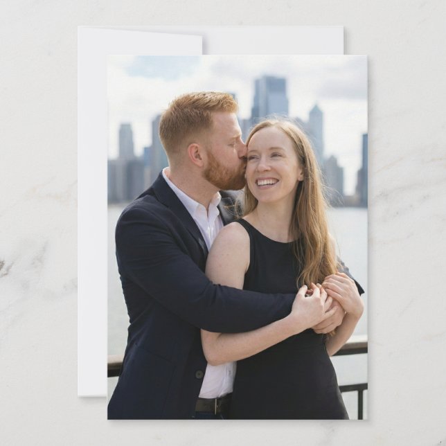 Warm Navy Affectionate Photo Invitation (Front)