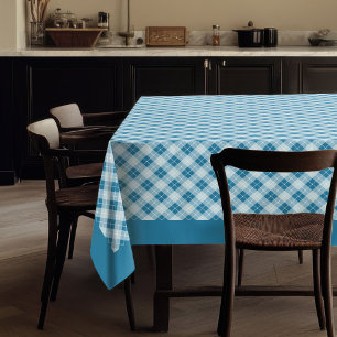 Warm Navy and Blue Tablecloth with Plaid Design