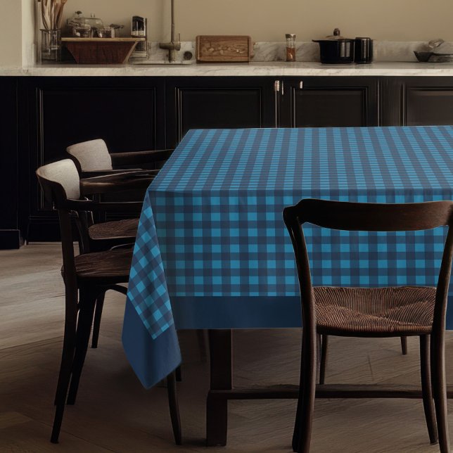Warm Navy and Blue Tablecloth with Plaid Design (Warm Navy and Blue Tablecloth with Plaid Design)