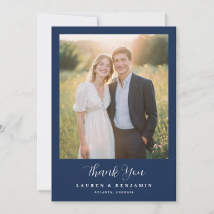 Warm Navy Minimalist Photo Thank You Card
