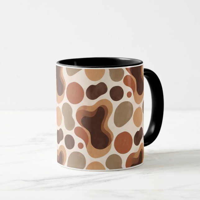 Warm Neutral Abstract Mug – Modern Organic Pattern (Front Right)